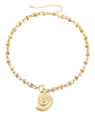 Gold Chunky Shell Pendant Necklace