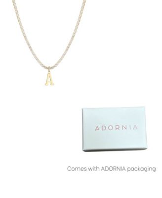Gold Crystal Initial Charm Tennis Necklace