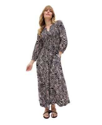 Women's Paulina Shirred Bodice Zebra Print Maxi Dress