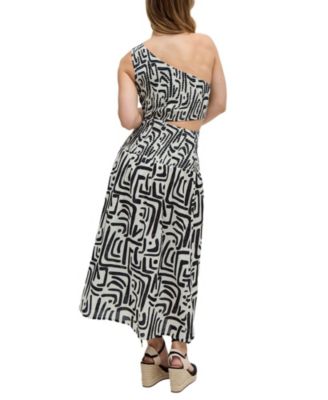 Women's Jazz Jersey One Shoulder Warhol Print Midi Dress