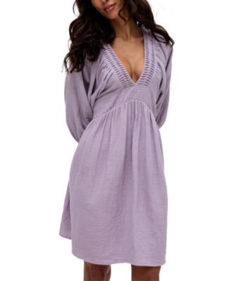 Women's Soipoi Ruched V-Neck Midi Dress