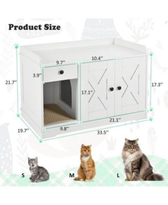 CASAINC 33.5" Cat Litter Box Enclosure, Litter Box Furniture Hidden with Cat Litter Mat, Indoor Cat House with Storage Drawer Side Table