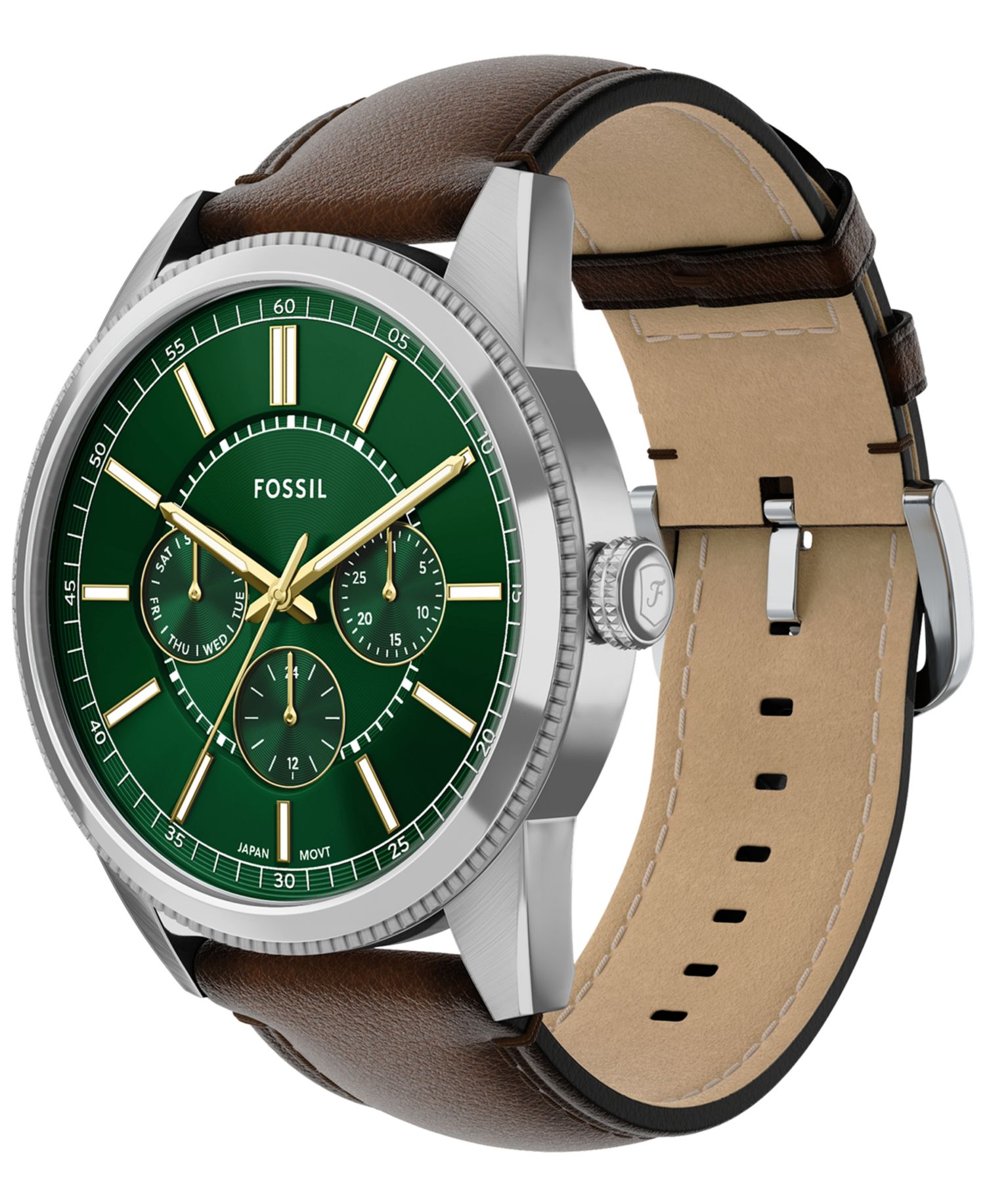 Men's Pearson Multifunction Brown Leather Watch, 42mm