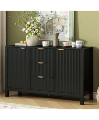 Wave Design Sideboard - Adjustable Shelves Drawers Soft-Close Doors