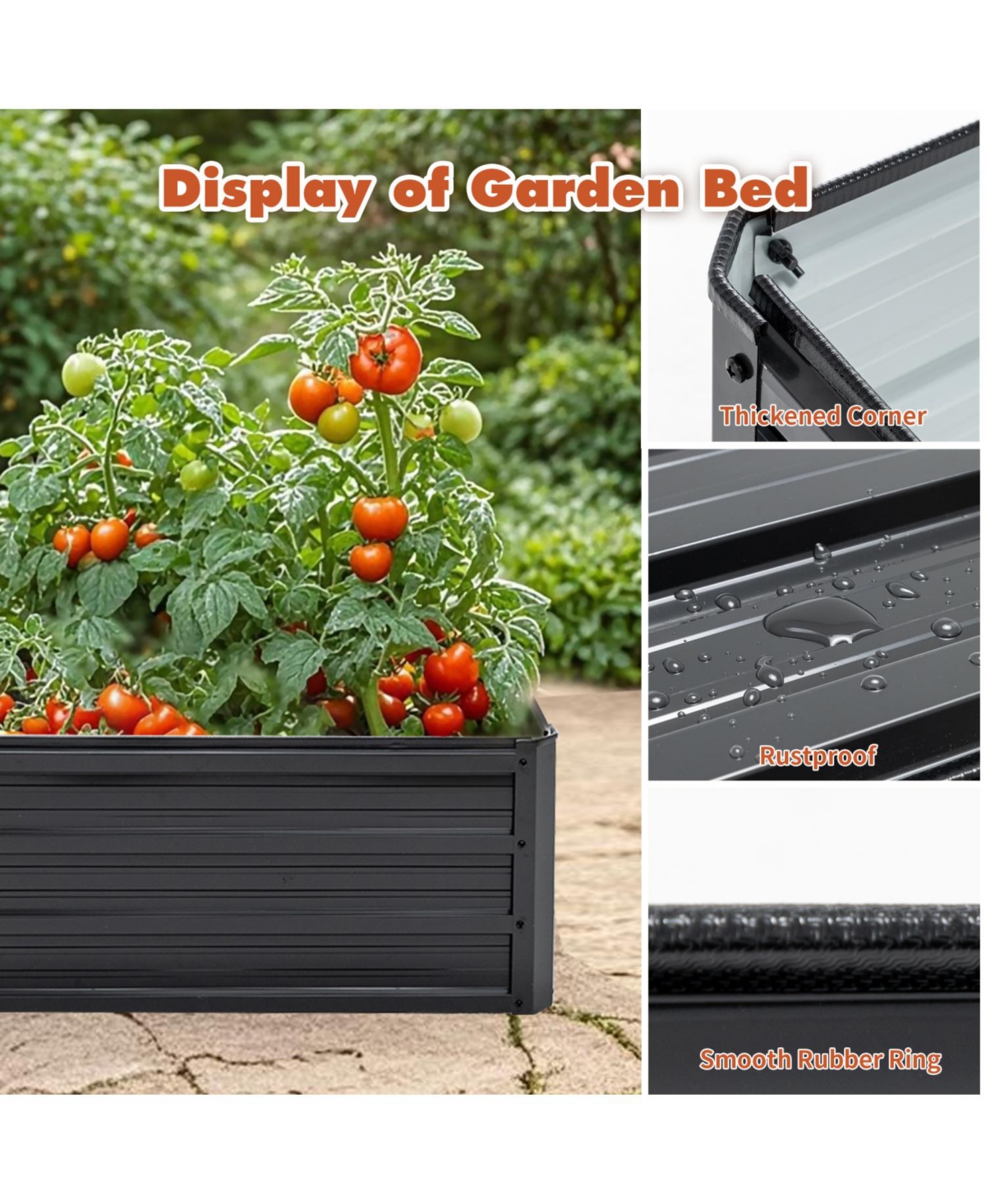 Streamdale Furniture 4x3x1ft Metal Raised Garden Bed - Black