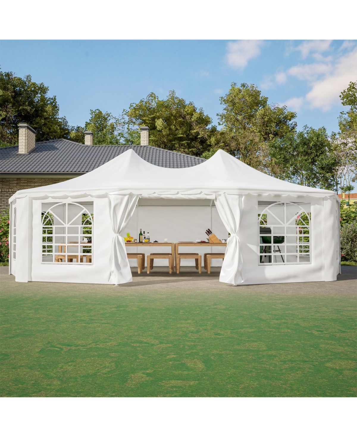 29x21ft White Party Wedding Tent - Waterproof Gazebo - White