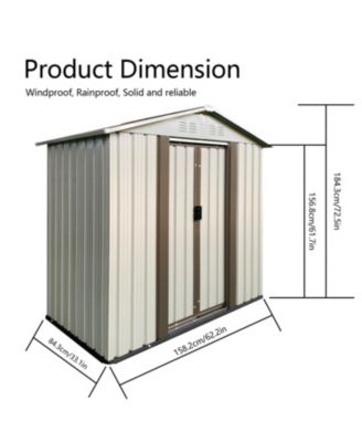 Outdoor Storage Garden Shed 5FTx3FT Apex Roof White