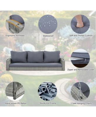 69" Wicker Porch Swing with Cushions & Chains