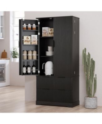 72" Fluted Pantry Cabinet with Drawers & Spice Rack