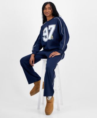 Juniors' 97 Blossom Crewneck Sweatshirt & Piped Sweatpants