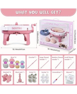 48-Needle Pink Knitting Machine | 1-Touch Knitting for Scarves, Hats & Sweaters | Beginner & DIY Friendly | Includes Tutorial & Tools