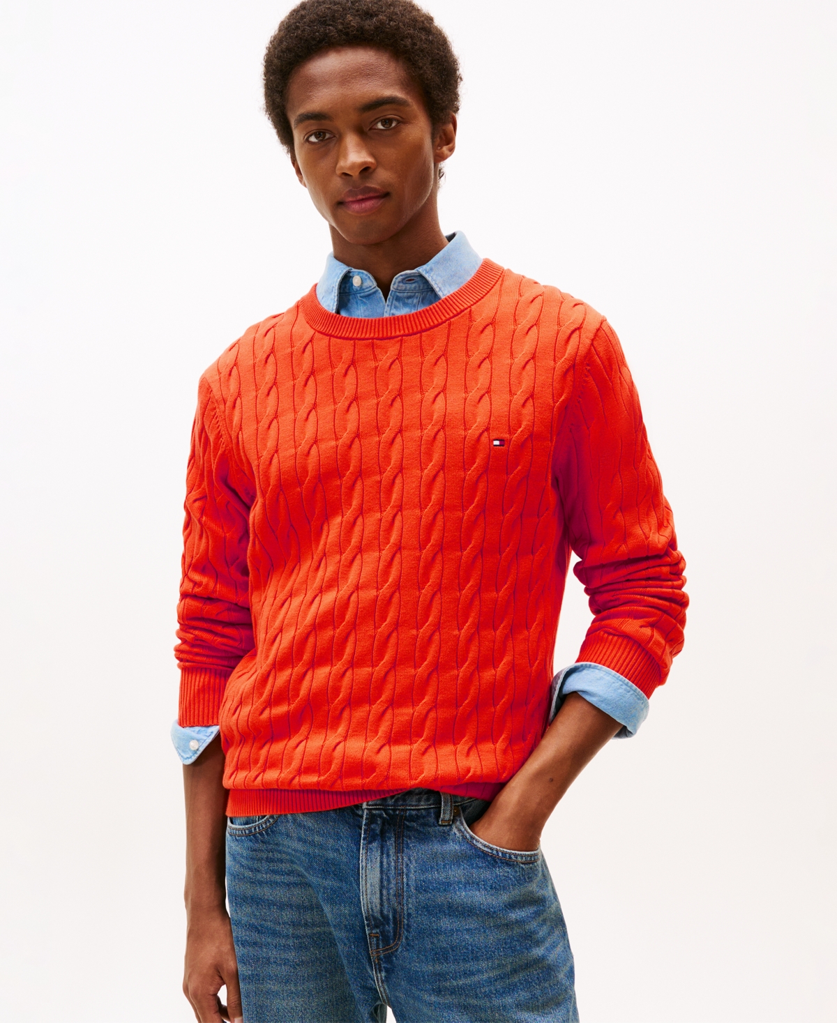 Tommy Hilfiger Men's Classic Cable Crewneck Sweater