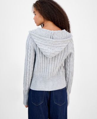 Juniors' Cable-Knit Zippered Hoodie