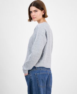 Juniors' Cable-Knit Varsity Sweater