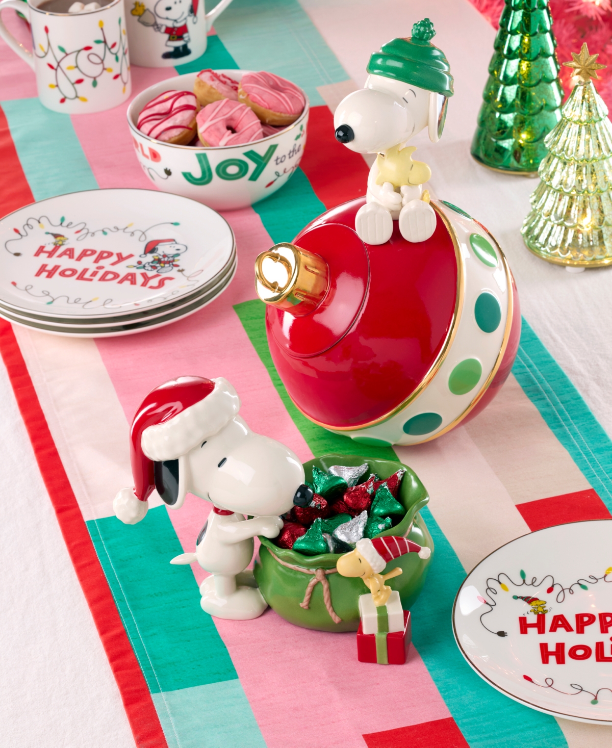 Lenox Snoopy Christmas Santa Sack Candy Bowl In Multi