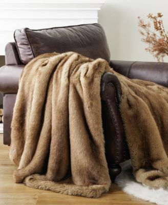 Luxury Tipped Faux Fur Throw, 50" x 60"
