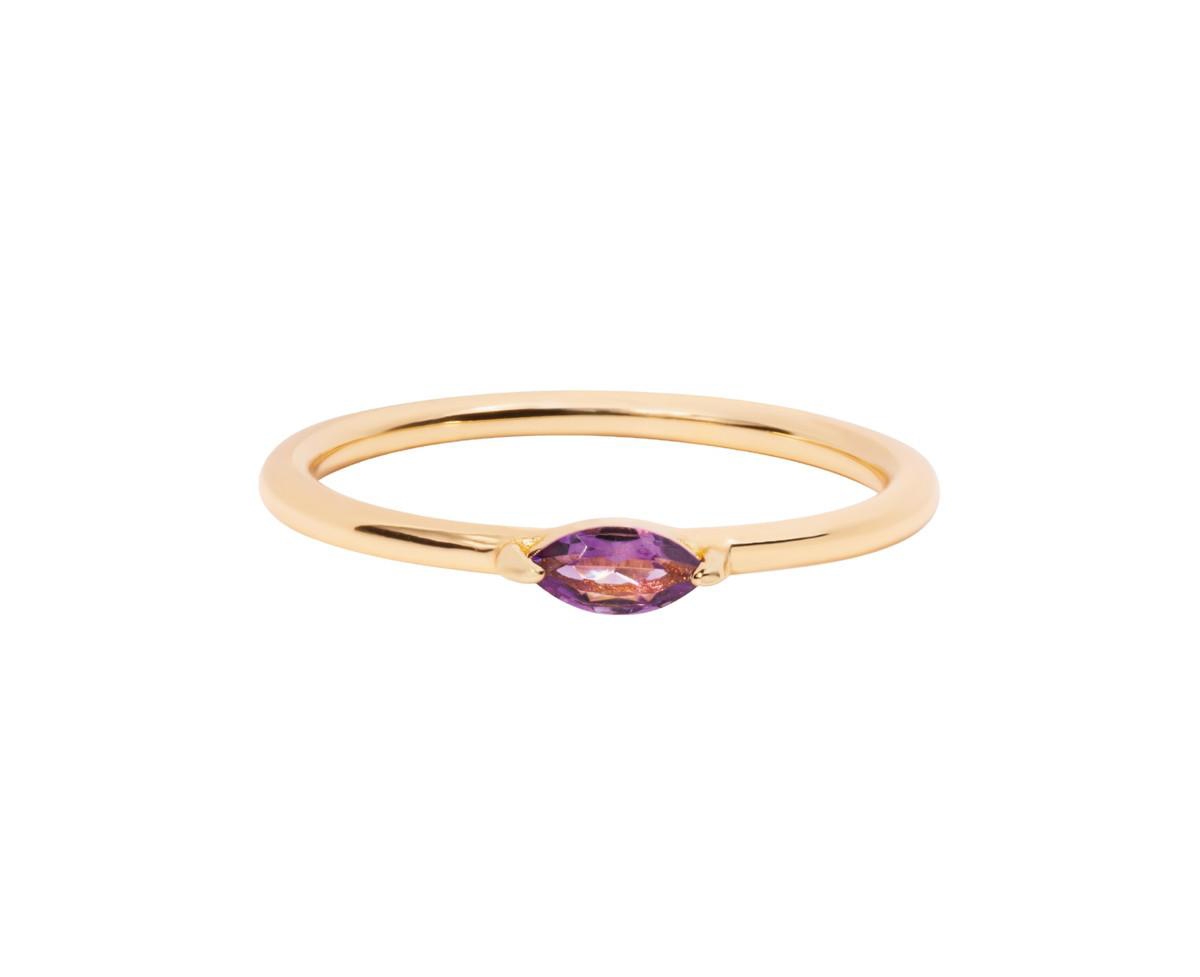 Marquise Birthstone Ring - February Amethyst - Amethyst
