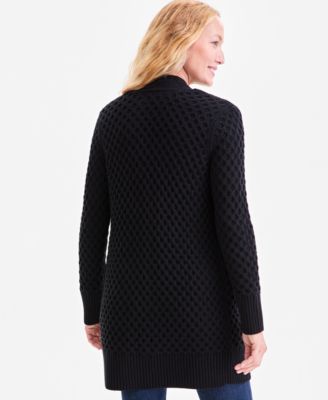 Petite Honeycomb-Knit Open-Front Long Cardigan, Macy's Exclusive