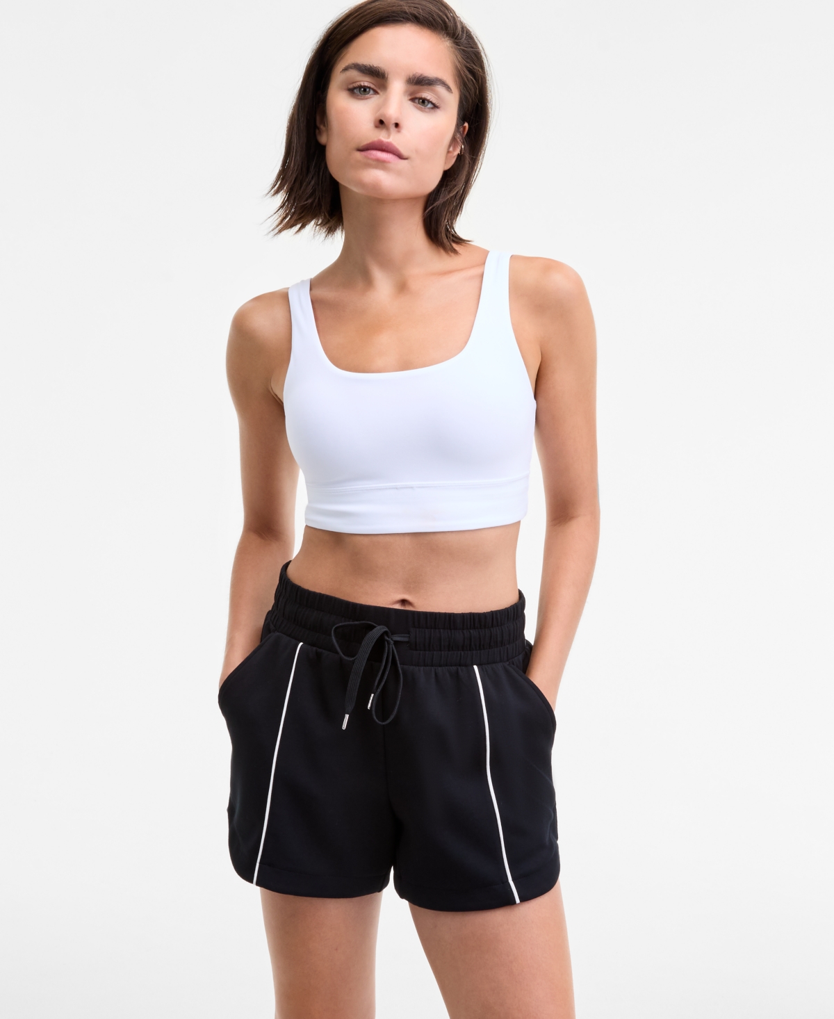 Id Ideology Women's Relaxed High-rise Butter-soft Shorts, Macy's Exclusive In Black