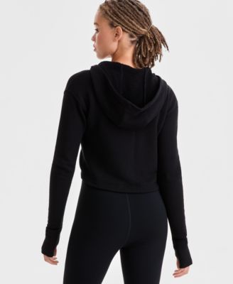 Women's Relaxed French Terry Cropped Hooded Cardigan, Macy's Exclusive 