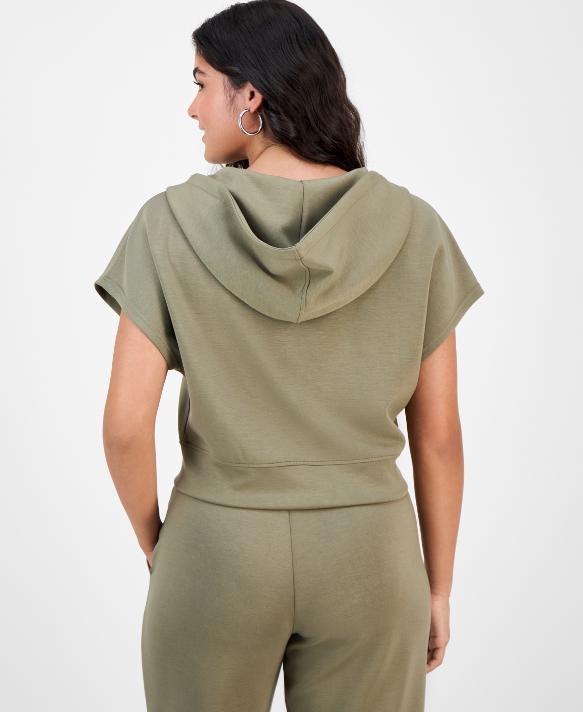 And Now This Women's Short-sleeve Scuba Hoodie, Macy's Exclusive In Gray