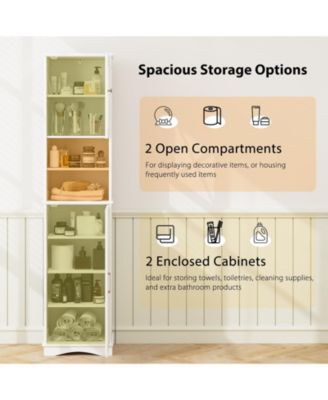 67 Inch Tall Bathroom Cabinet Freestanding Storage Cabinet with 5 Adjustable Shelves