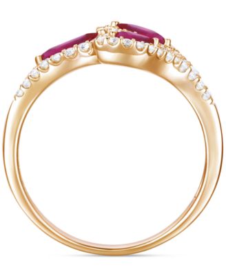 Gemstone (5/8 ct. t.w.) & Diamond (1/3 ct. t.w.) Multi-Stone Ring in 14k Gold