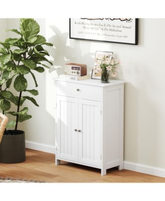 Bathroom Floor Cabinet Freestanding Storage Organizer with 2 Doors