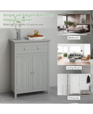 2-Door Freestanding Bathroom Cabinet with Drawer and Adjustable Shelf