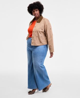 Trendy Plus Embellished Corduroy-Collar Jacket, Macy's Exclusive