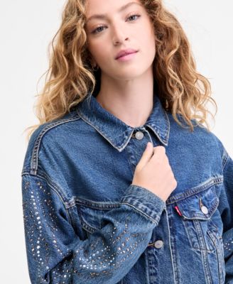 Women's '90s Embellished Cotton Denim Trucker Jacket