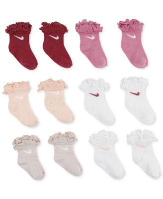 Baby and Toddler Ruffled-Trim Swoosh Socks, 6 Pack 