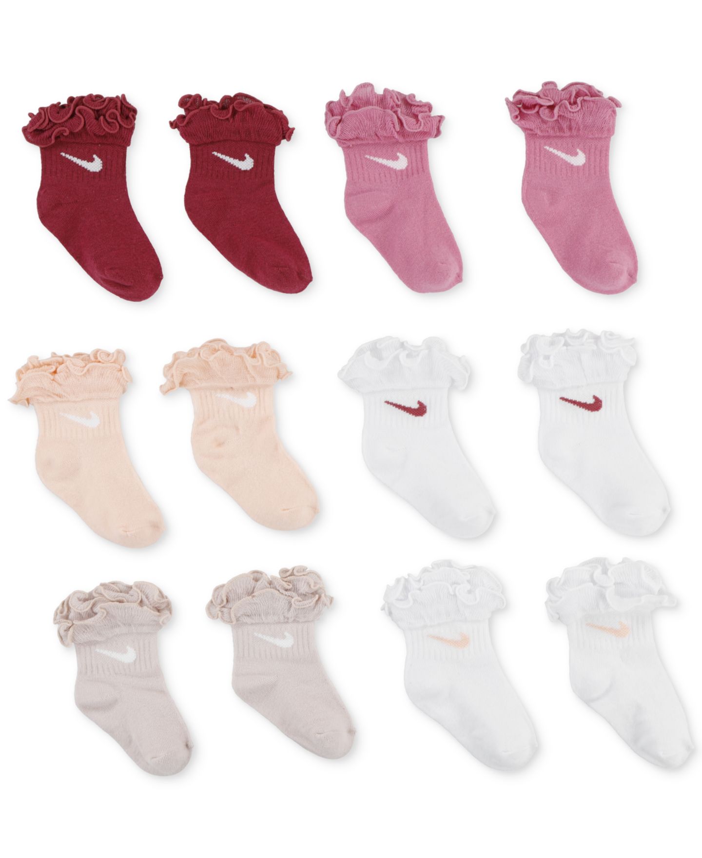Носки Swoosh, оборки, 6 шт. — Nike, цвет: Свекольный — фото 2