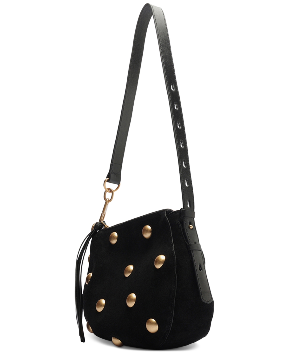 Arezzo Jamie Medium Suede Crossbody In Black