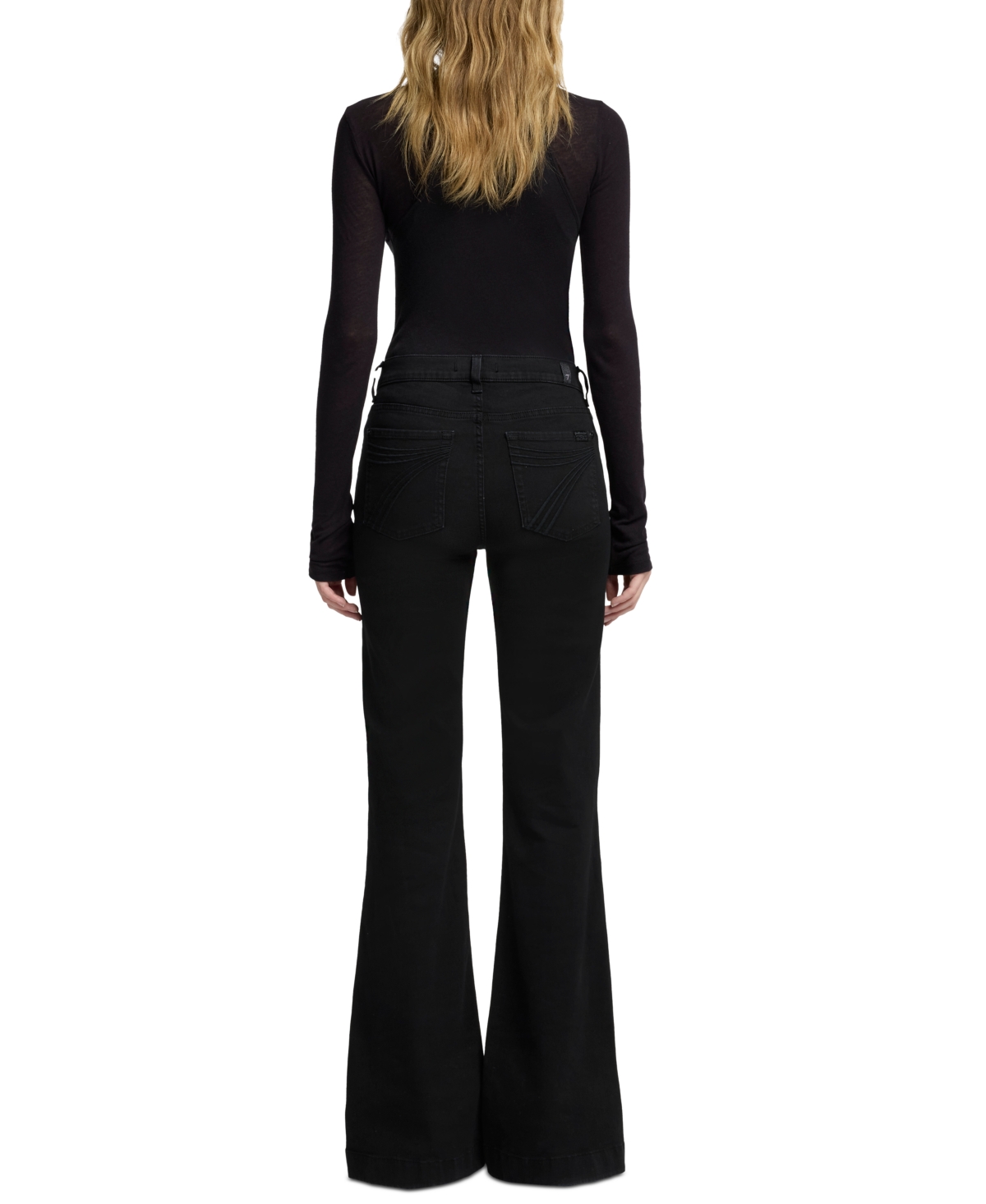 7 For All Mankind Women's Dojo Tailorless Flare-leg Jeans In Black