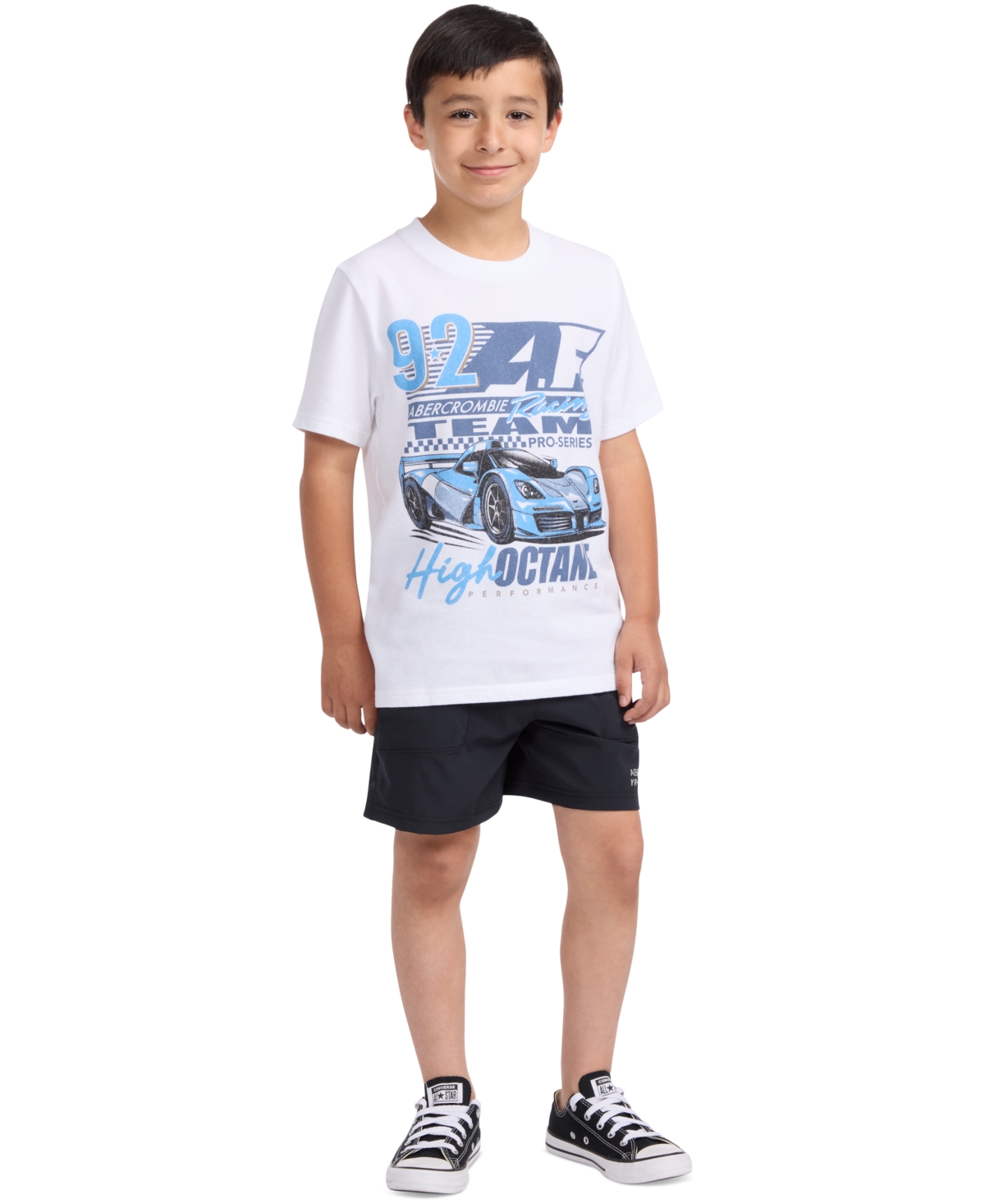 Abercrombie Boys F1 Zoom Graphic T-shirt In White