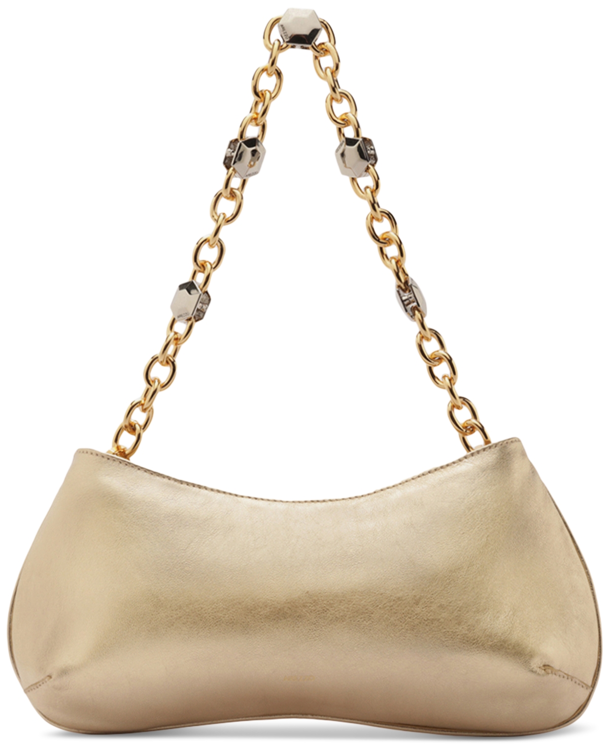 Arezzo Luna Small Leather Baguette In Silver