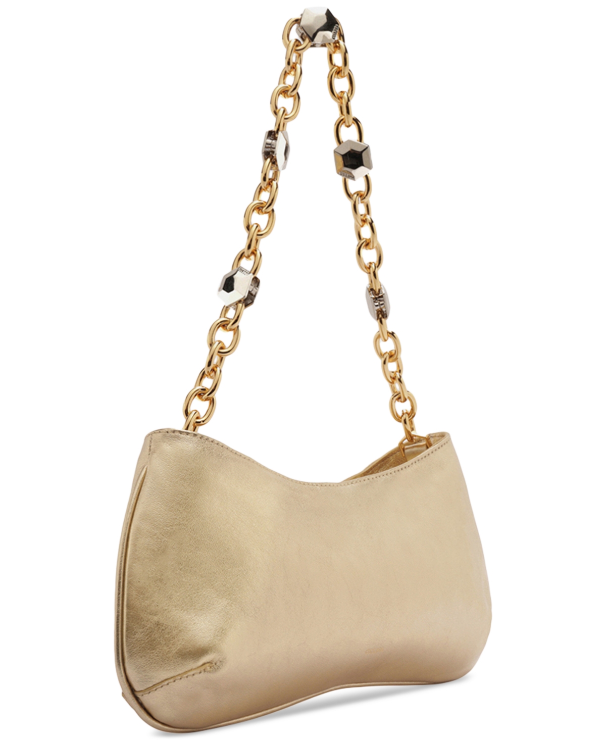 Arezzo Luna Small Leather Baguette In Silver