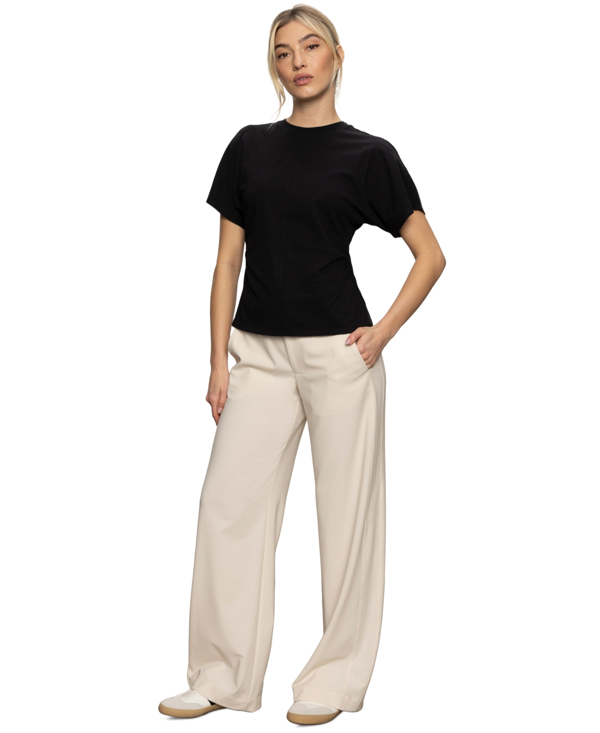 Sanctuary Shirred Waist Dolman Tee In Black