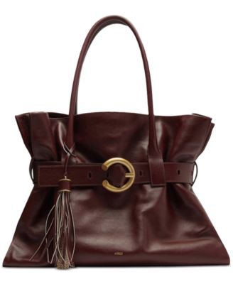 Arezzo - Extra Large Leather Buckle Ornament Shopping Bag