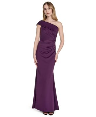 Eliza J - Women's Asymmetric-Neck Side-Pleat Scuba Gown