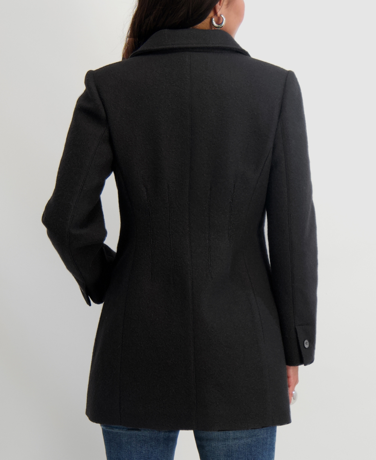 Tahari Women's Notched-collar Single-breasted Peacoat In Black
