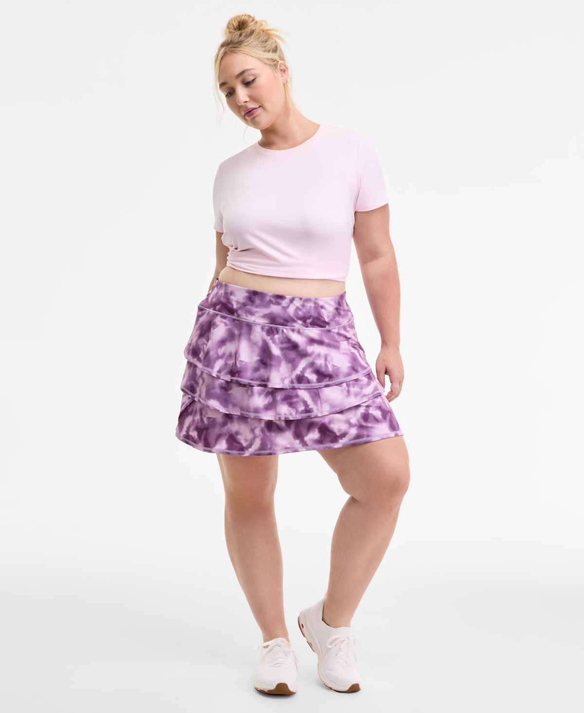 Id Ideology Plus Size Relaxed Smoky Dye Jersey Flounce Skort, Macy's Exclusive