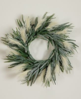 24" Artificial Balsam Fir Pine and Pampas Wreath LED Lights