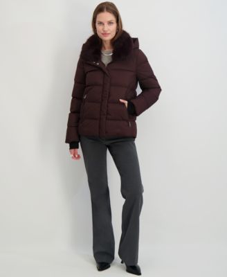 Women's Faux-Fur-Collar Hooded Puffer Coat