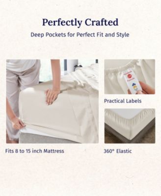 5-Star Luxury Sheet Set, 600 Thread Count Cotton Sateen, Soft & Crisp Bed Sheets - Split King size