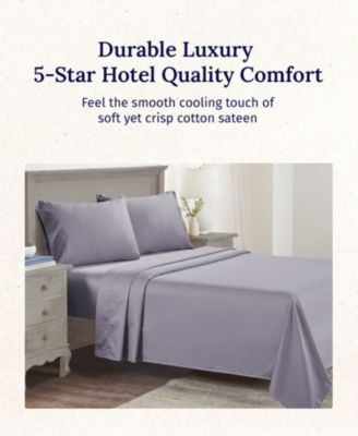 5-Star Sheet Set, 600 Thread Count Cotton Sateen, Soft & Crisp Bed Sheets - Queen