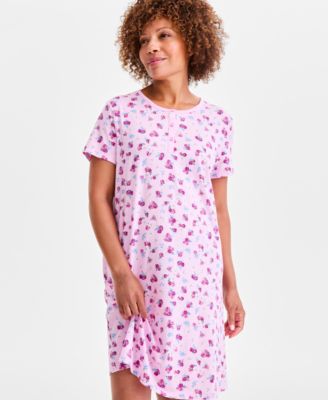 Women's Cotton Printed Henley Sleepshirt, Created for Macy's