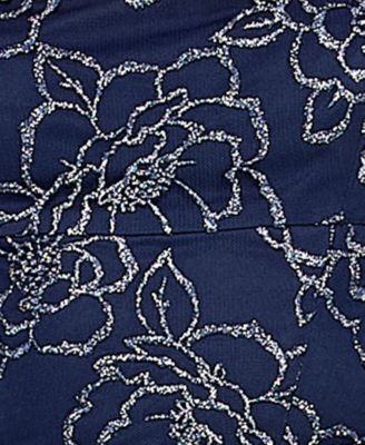 Juniors' Embroidered Mesh Fit & Flare Dress