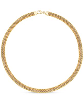 Macy's - Four-Row Rope Link Chain 18" Collar Necklace in 14k Tricolor Gold